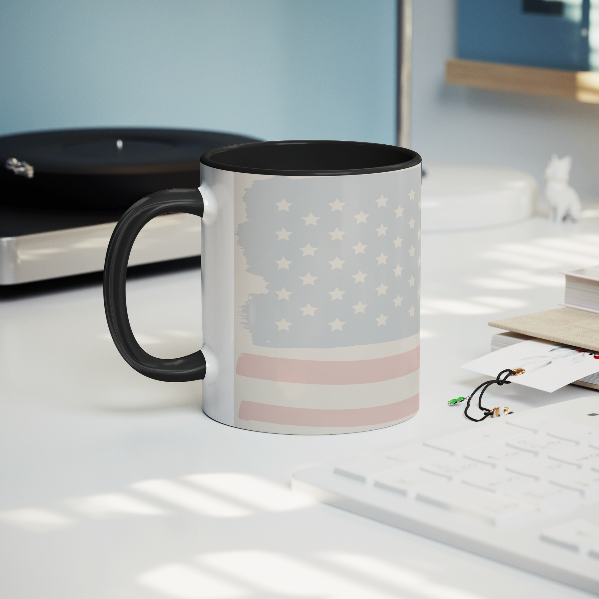 MAGA_KING_11oz_Black_Accent_Mug_Mug_Lifestyle_Record_Player_Mockup.png